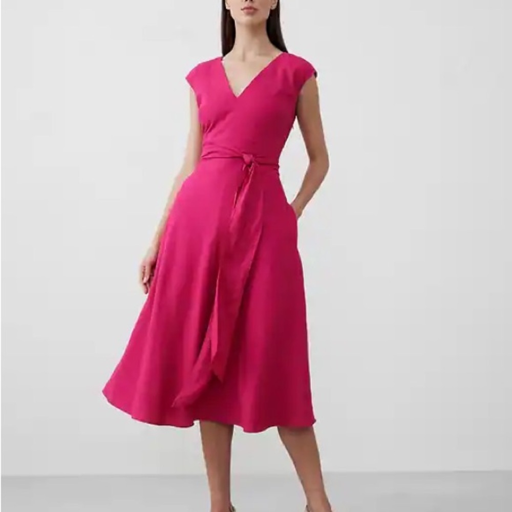 Banana Republic Pink Wrap Midi Dress